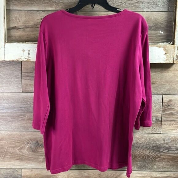 KENETH TOO Ladies Petite Scoop Neck Floral Applique Top Flowers Eve PXL NWT - Picture 6 of 8